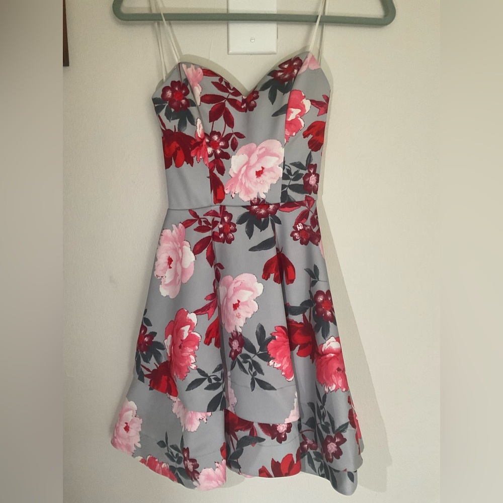 Woman’s Silver Spaghetti Strap Mini Fit+ Flare Dress JUNIORS 0/1